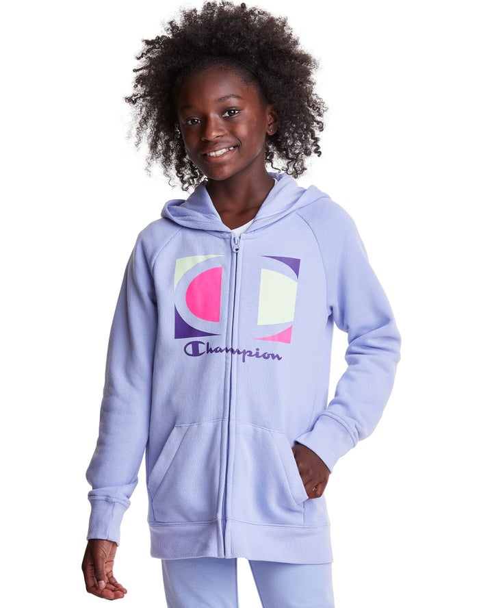 Champion Full Zip Colorblock C Logo - Tytön VaaleanVioletit Huppari - Suomi 2987061-WG